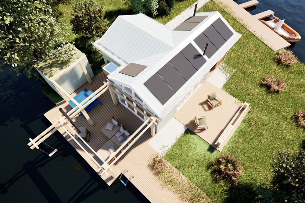 Recreatiewoning op een eilandje